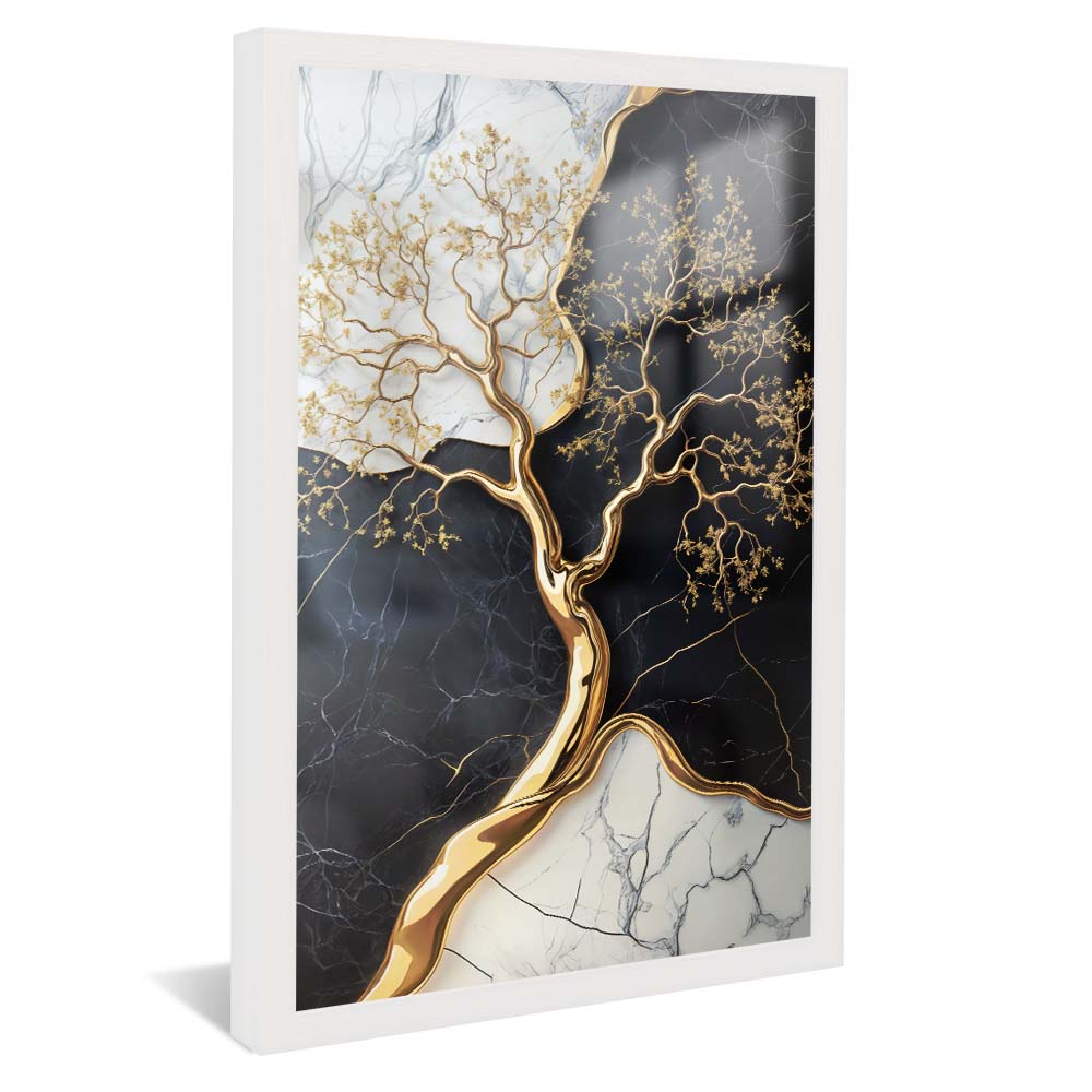 Golden Tree Against Marble V2254 Canvas