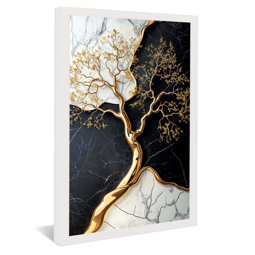Golden Tree Against Marble V2254 Canvas