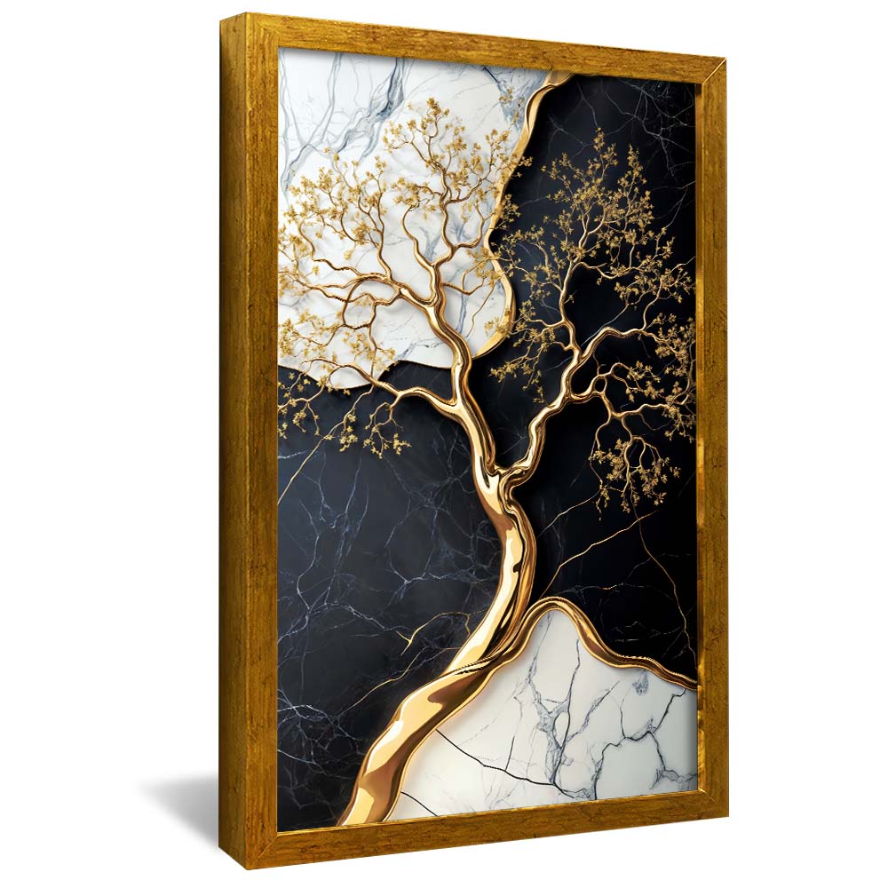 Golden Tree Against Marble V2254 Canvas