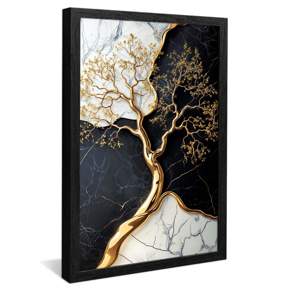 Golden Tree Against Marble V2254 Canvas