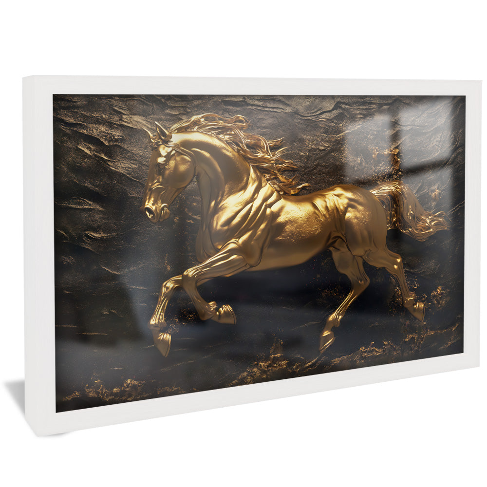 Golden Horse on Stone V2332 Canvas