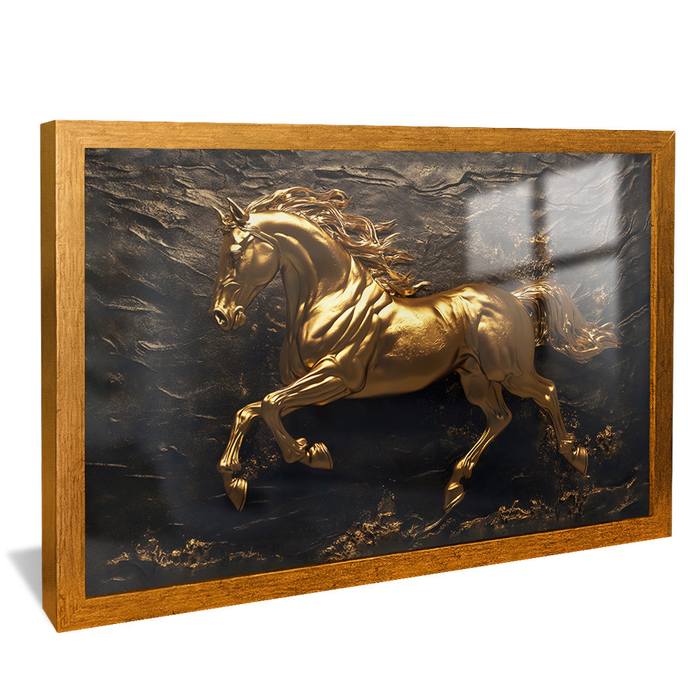 Golden Horse on Stone V2332 Canvas