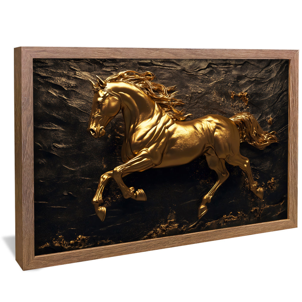 Golden Horse on Stone V2332 Canvas