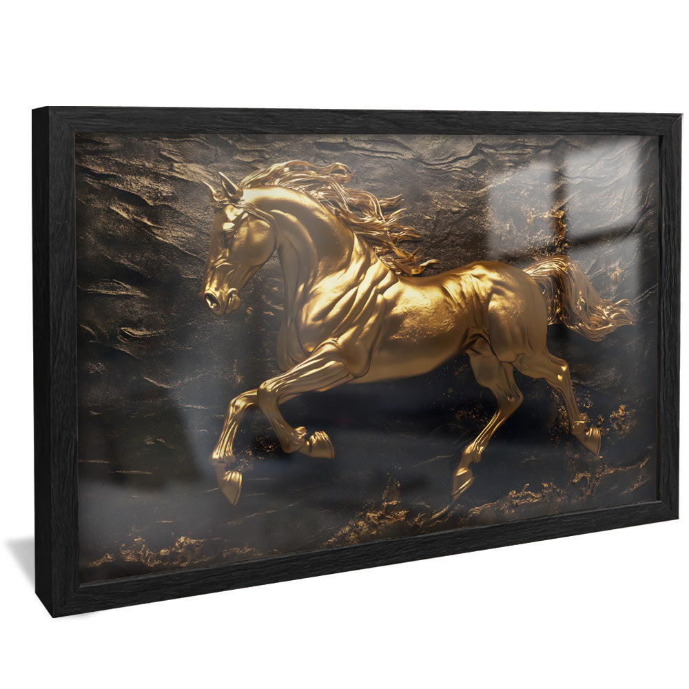 Golden Horse on Stone V2332 Canvas