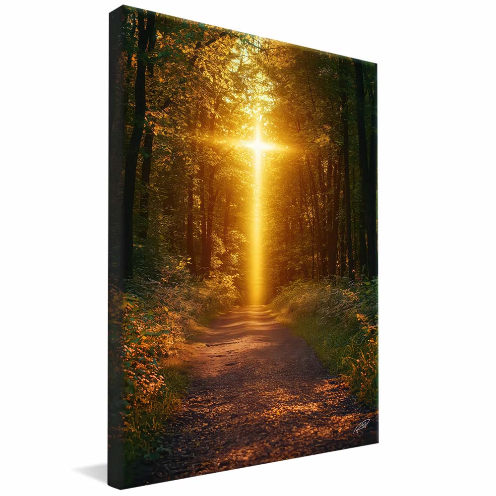 Cross at Sunset in the Forest V2242 Canvas