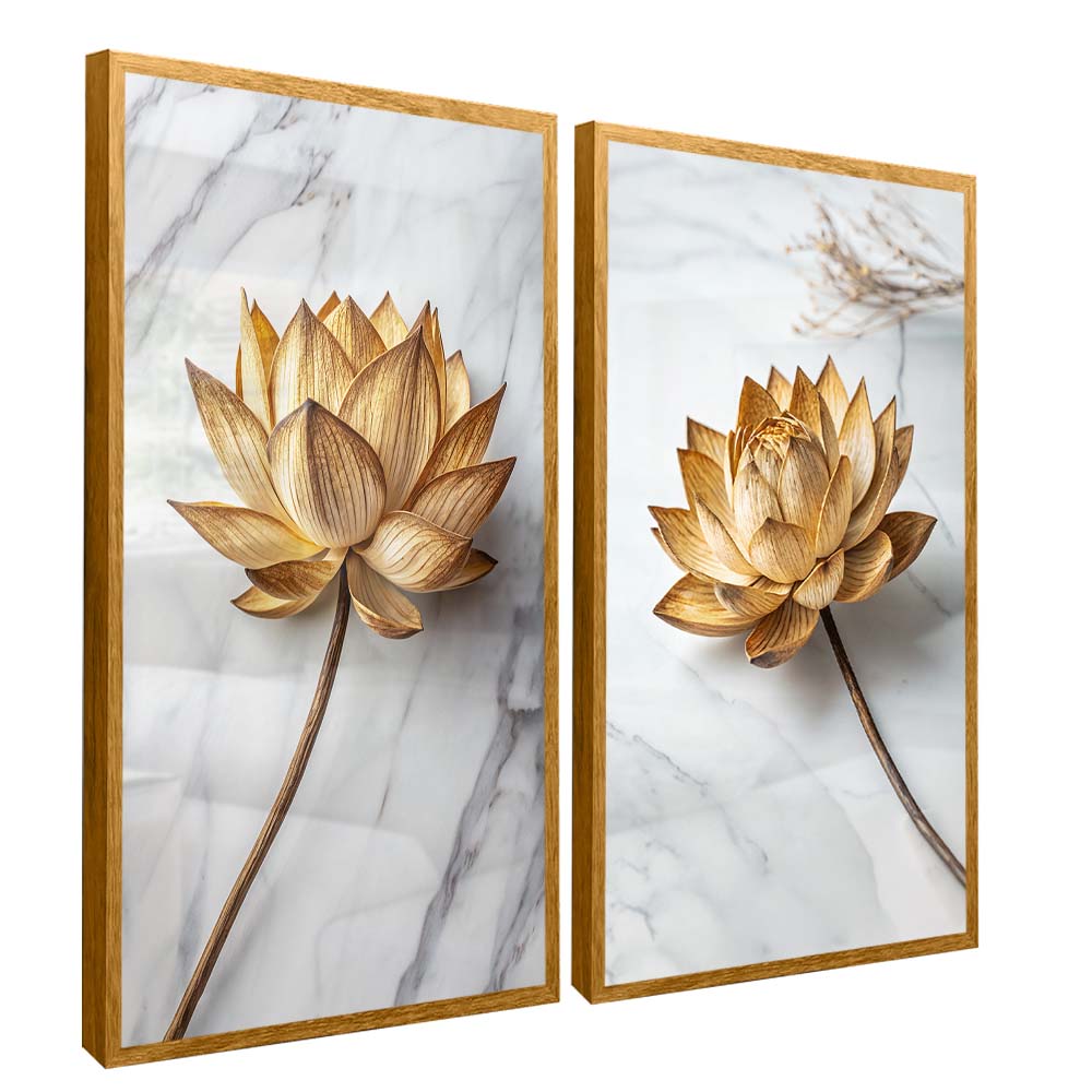 Floral Duo on Marble V2337 Canvas