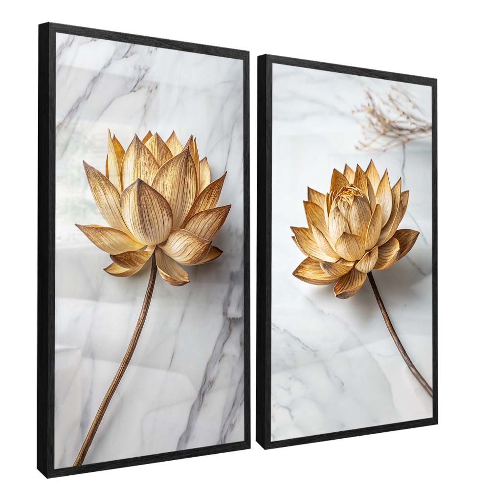 Floral Duo on Marble V2337 Canvas
