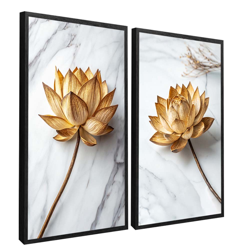 Floral Duo on Marble V2337 Canvas
