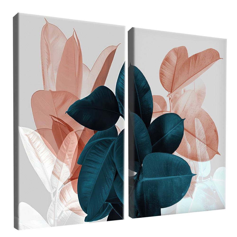 Duo Leaves and Florals V2195 Canvas