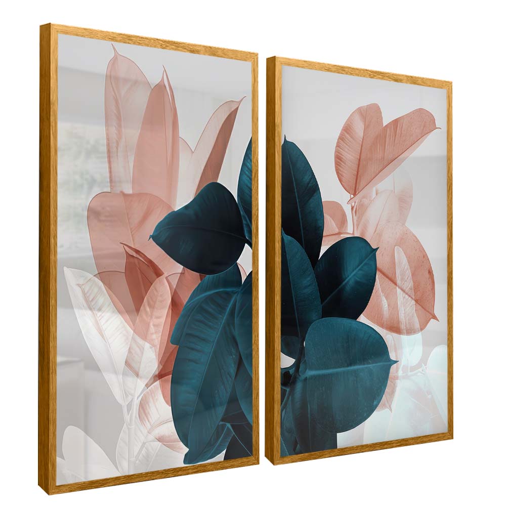 Duo Leaves and Florals V2195 Canvas