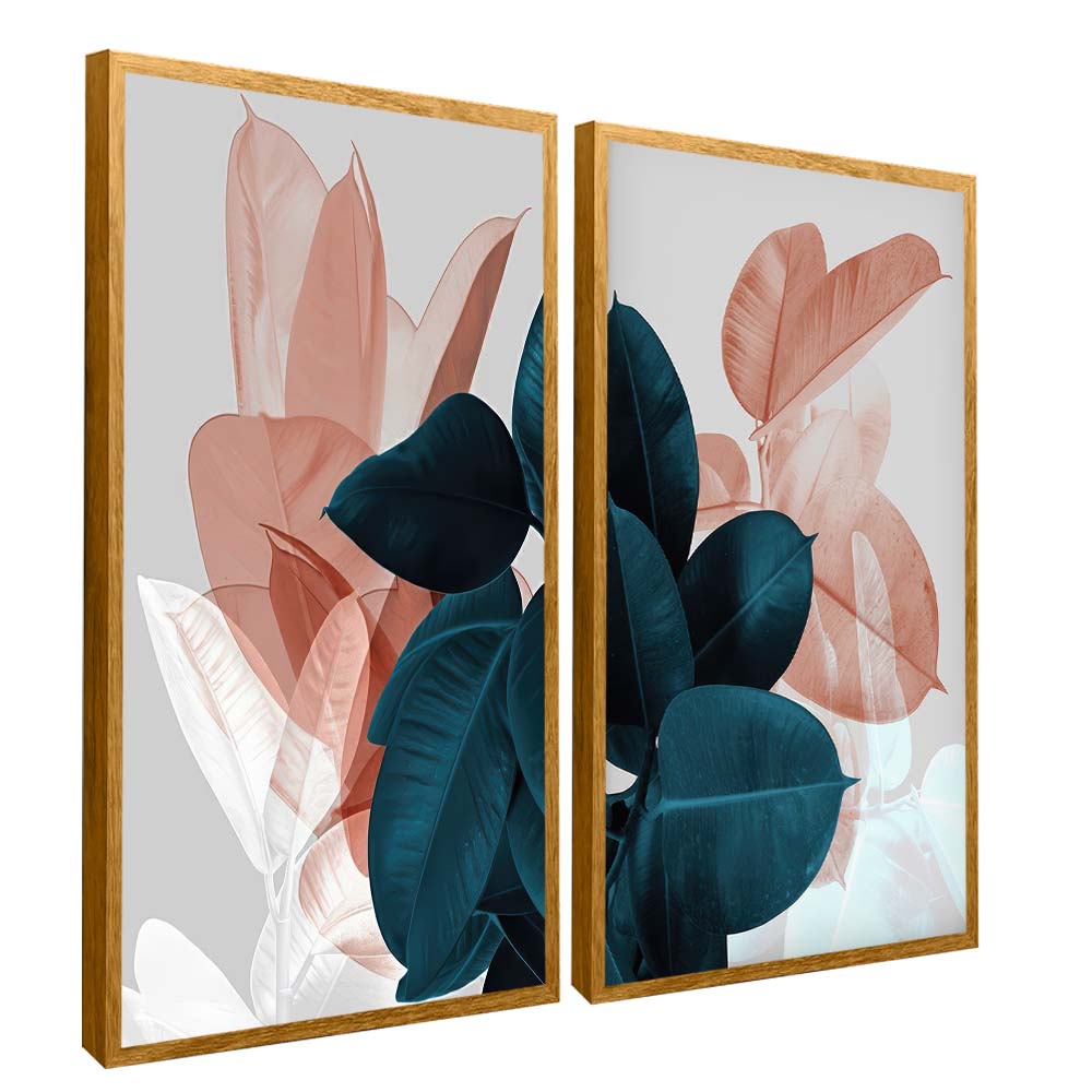 Duo Leaves and Florals V2195 Canvas