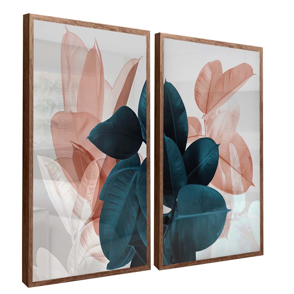 Duo Leaves and Florals V2195 Canvas