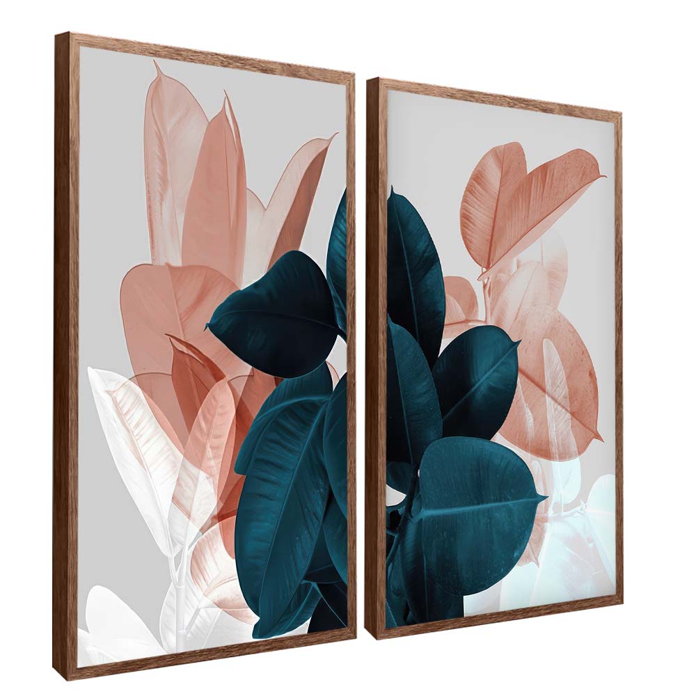 Duo Leaves and Florals V2195 Canvas
