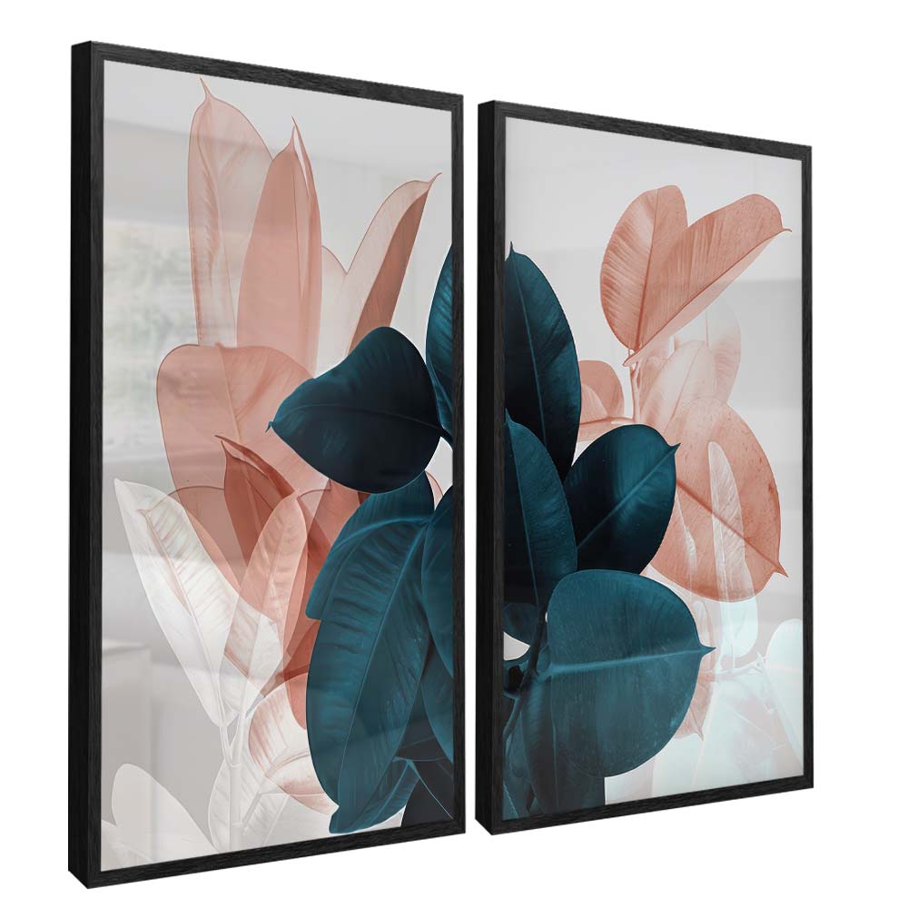Duo Leaves and Florals V2195 Canvas