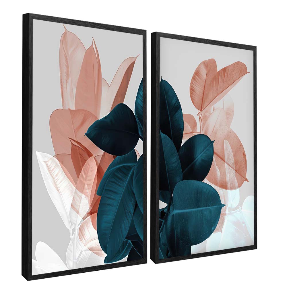 Duo Leaves and Florals V2195 Canvas