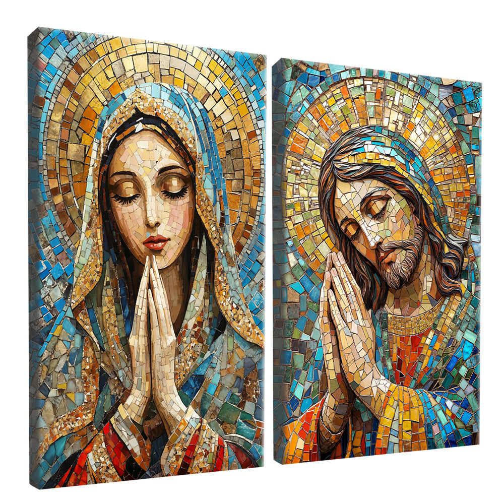 Mary and Jesus Stained Glass Duo V2292 Canvas