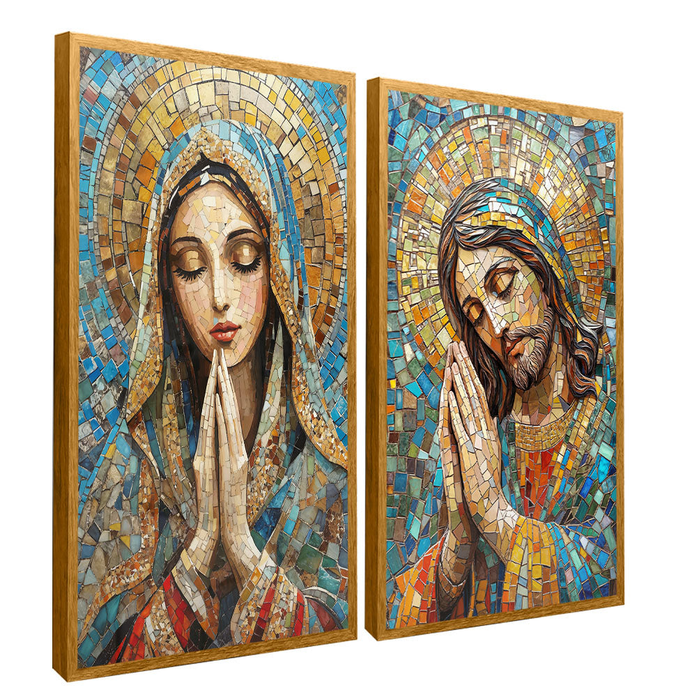Mary and Jesus Stained Glass Duo V2292 Canvas