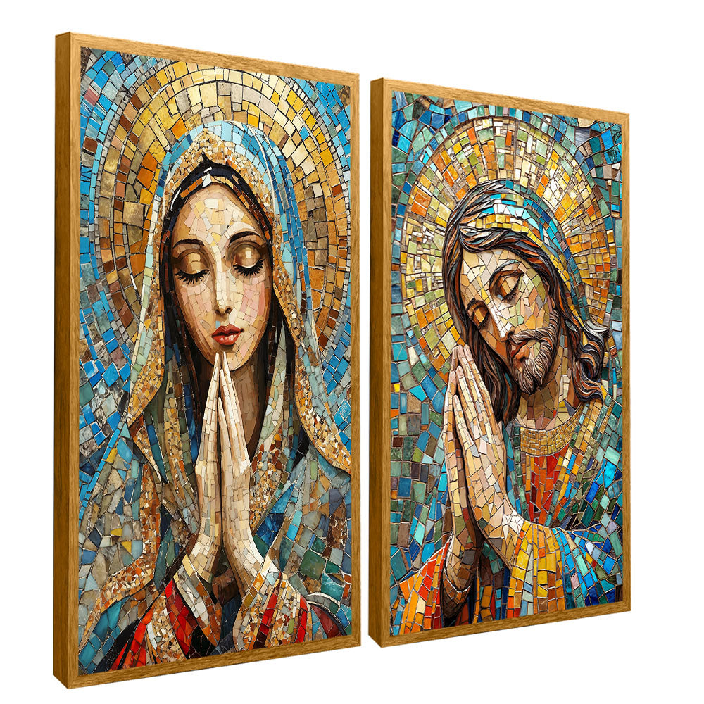 Mary and Jesus Stained Glass Duo V2292 Canvas