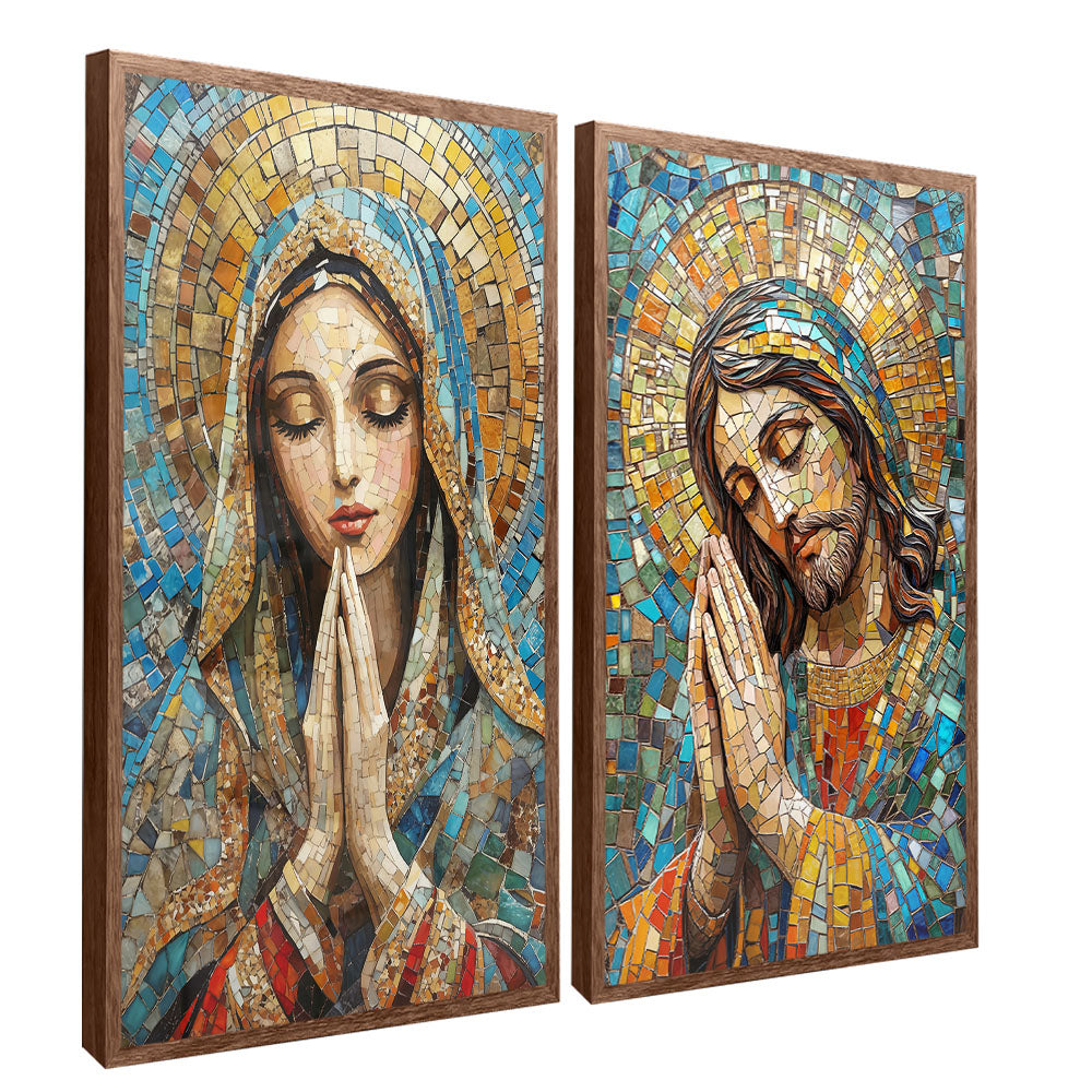 Mary and Jesus Stained Glass Duo V2292 Canvas