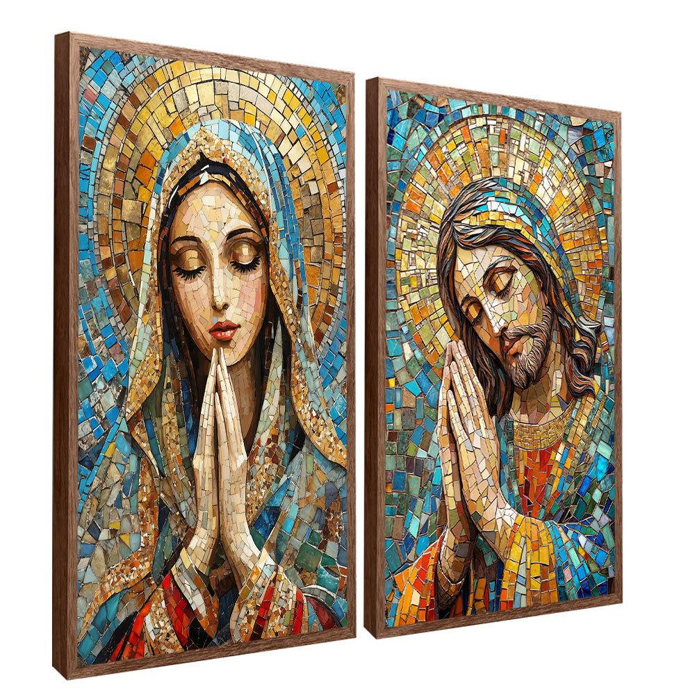 Mary and Jesus Stained Glass Duo V2292 Canvas