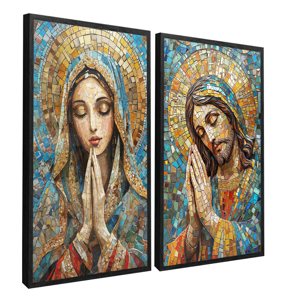 Mary and Jesus Stained Glass Duo V2292 Canvas