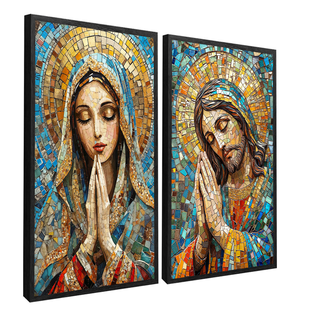 Mary and Jesus Stained Glass Duo V2292 Canvas