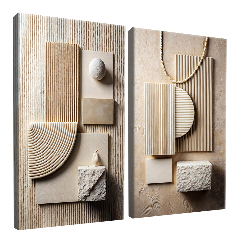 Abstract Wood Panel Duo V2336 Canvas