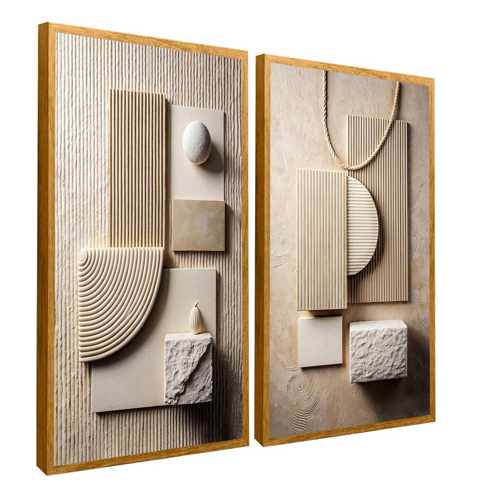 Abstract Wood Panel Duo V2336 Canvas