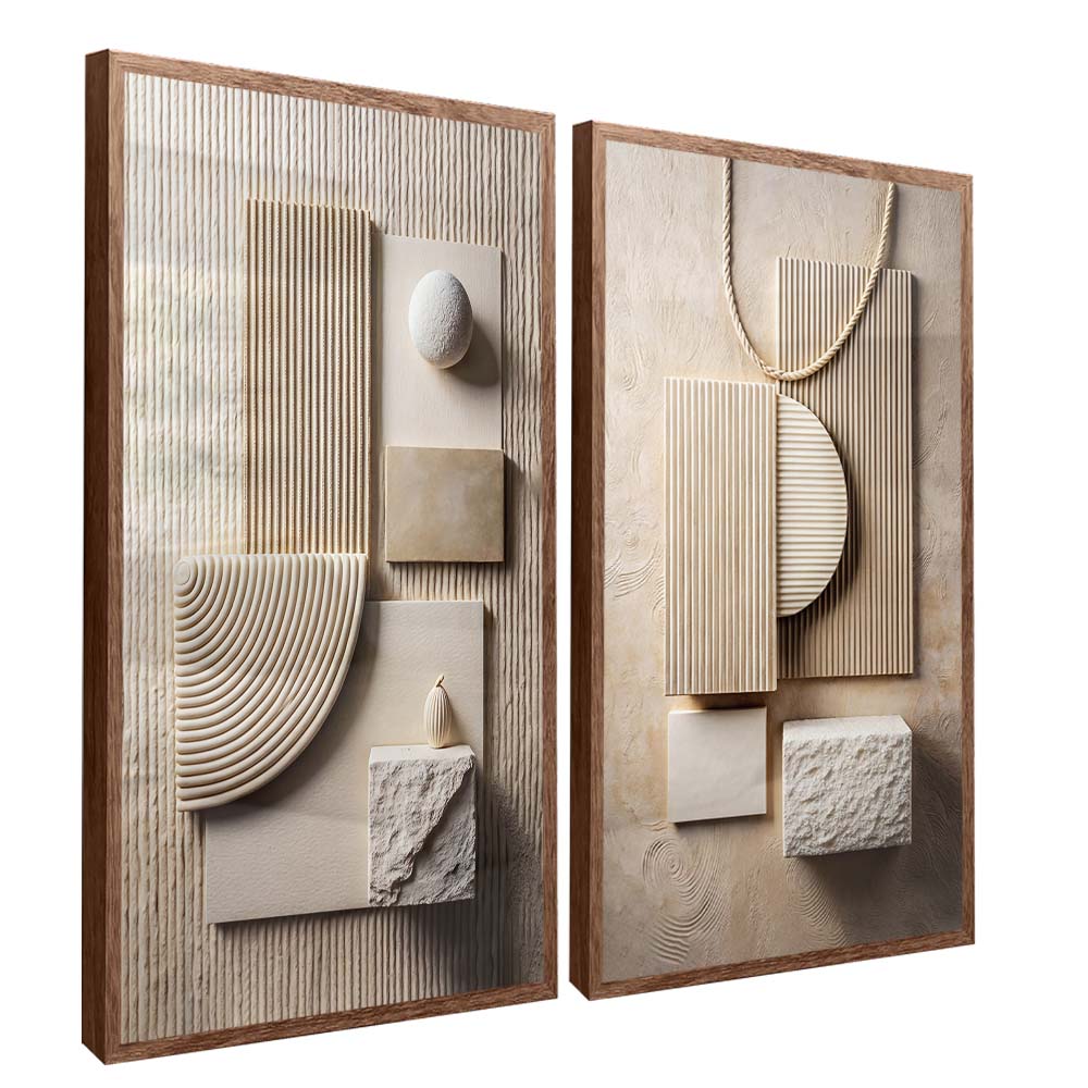 Abstract Wood Panel Duo V2336 Canvas