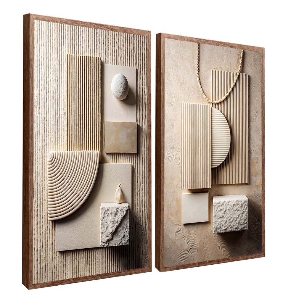 Abstract Wood Panel Duo V2336 Canvas