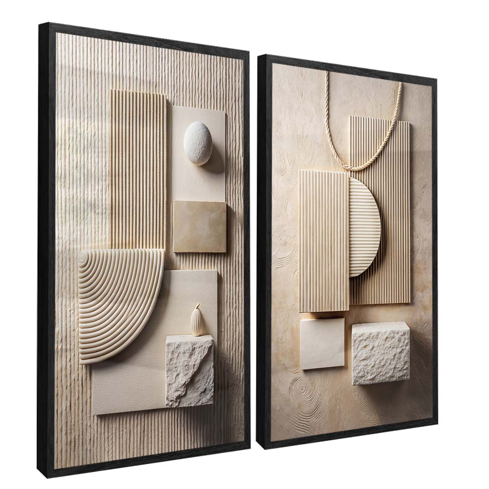 Abstract Wood Panel Duo V2336 Canvas