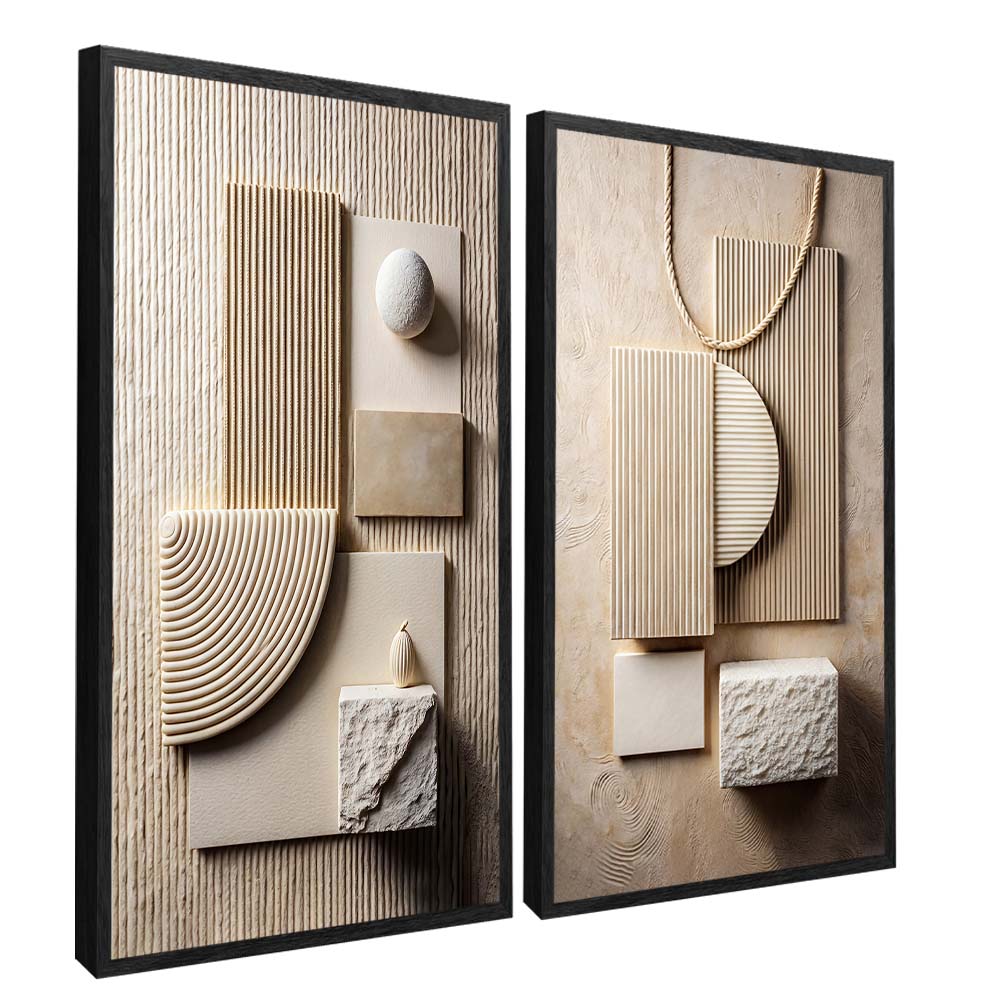 Abstract Wood Panel Duo V2336 Canvas
