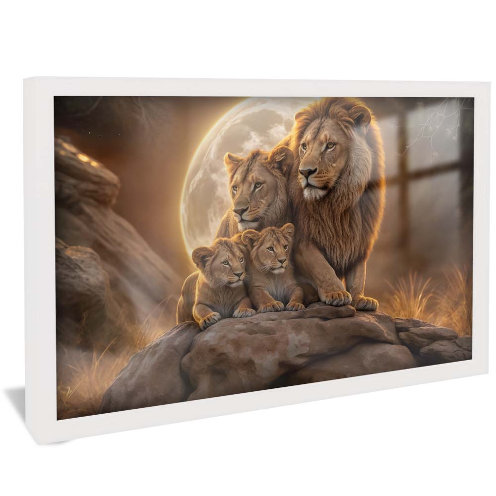 Lion Family Against the Moon V2231 Canvas