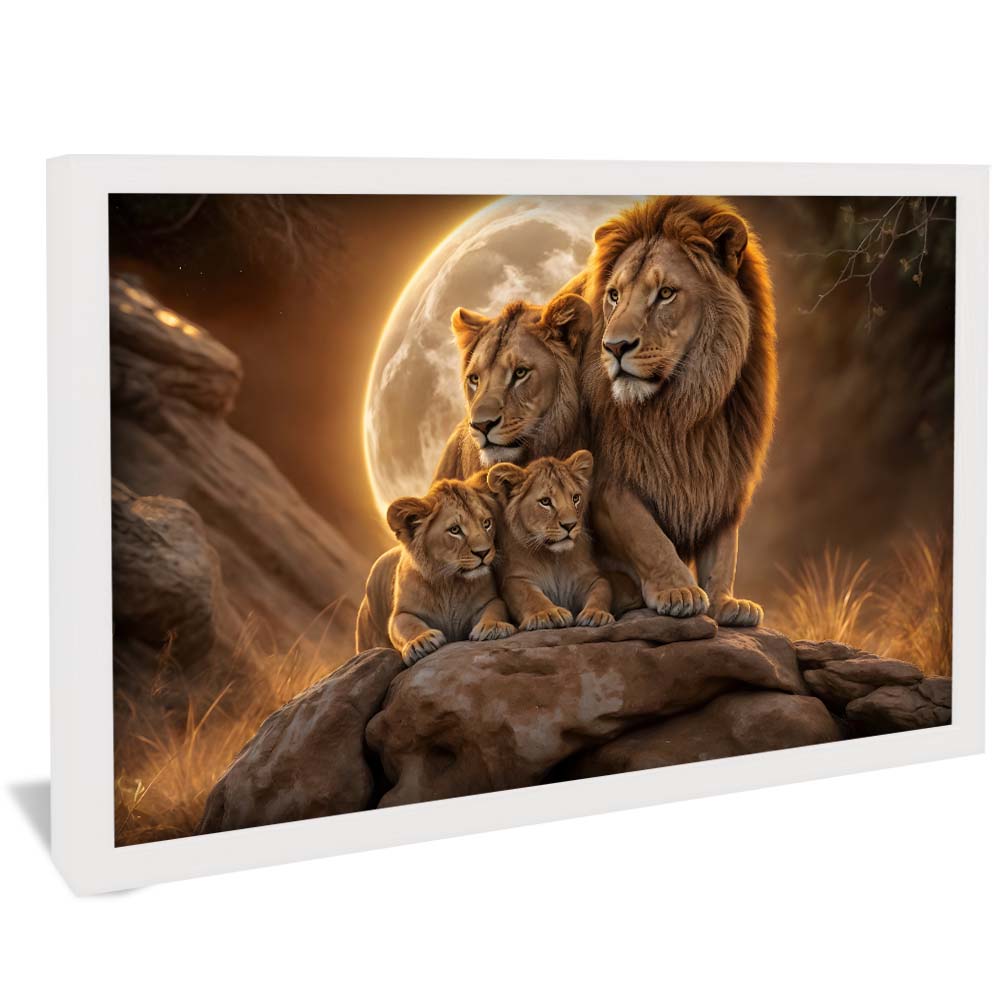 Lion Family Against the Moon V2231 Canvas