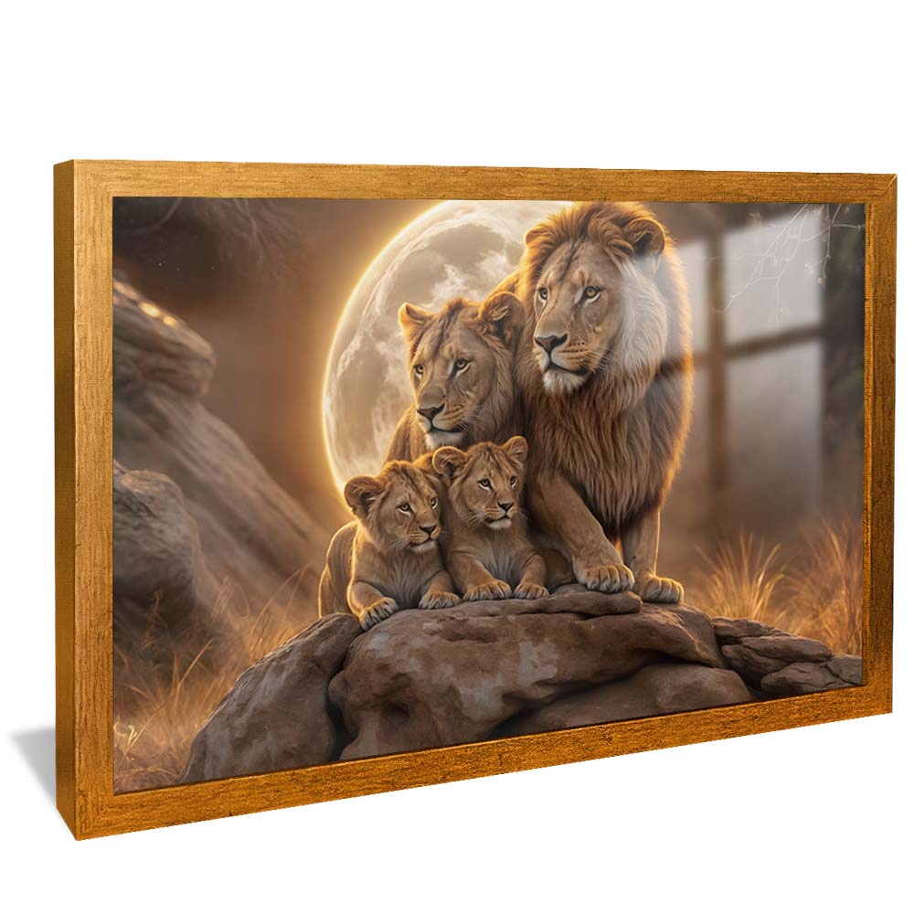 Lion Family Against the Moon V2231 Canvas