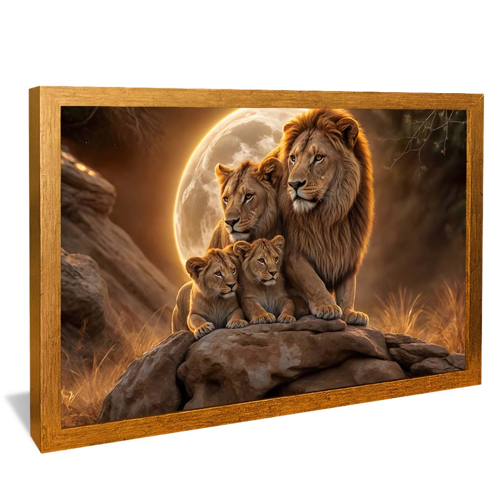 Lion Family Against the Moon V2231 Canvas