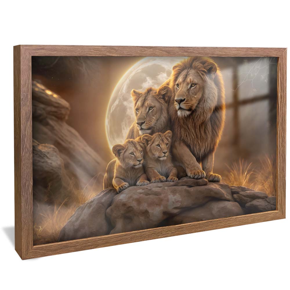 Lion Family Against the Moon V2231 Canvas