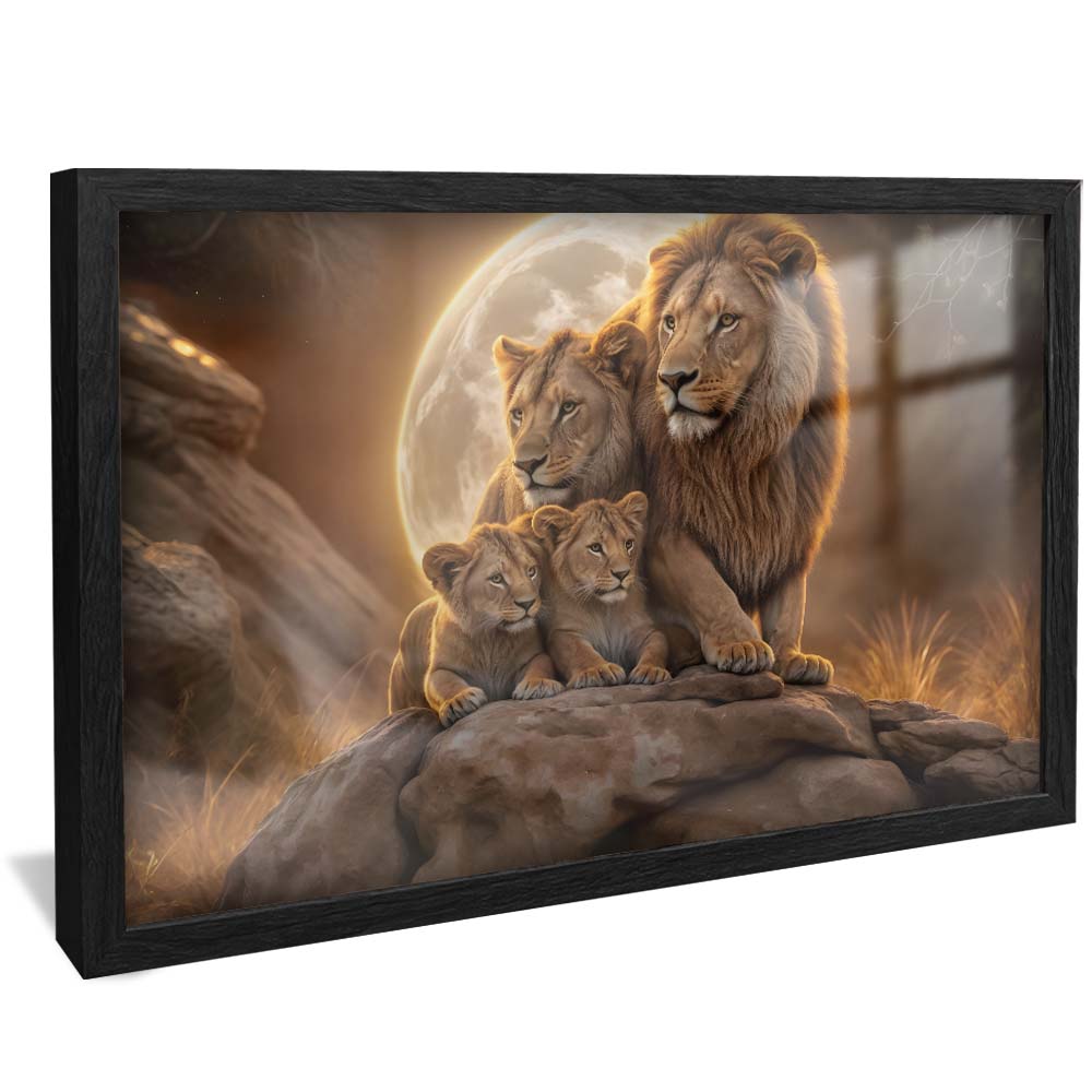 Lion Family Against the Moon V2231 Canvas
