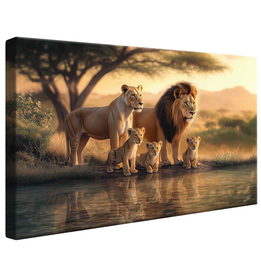 Lion Family with 3 Cubs V2248 Canvas