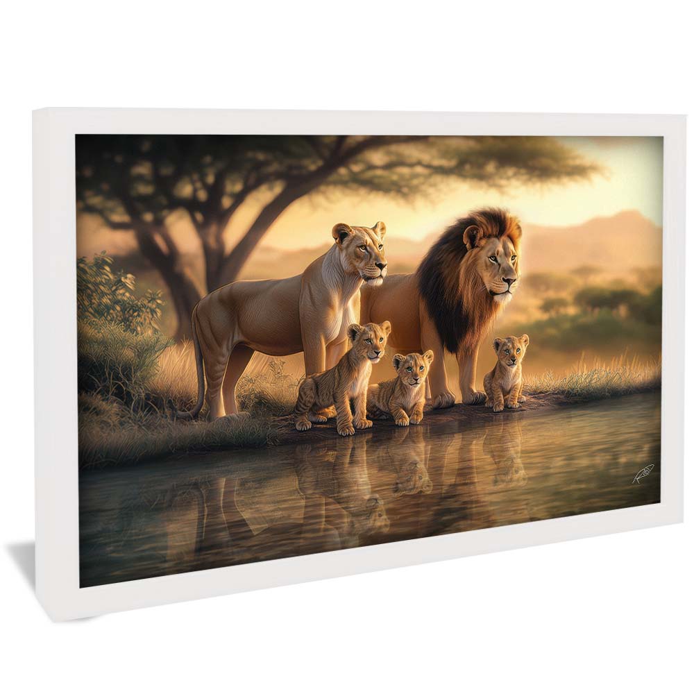Lion Family with 3 Cubs V2248 Canvas