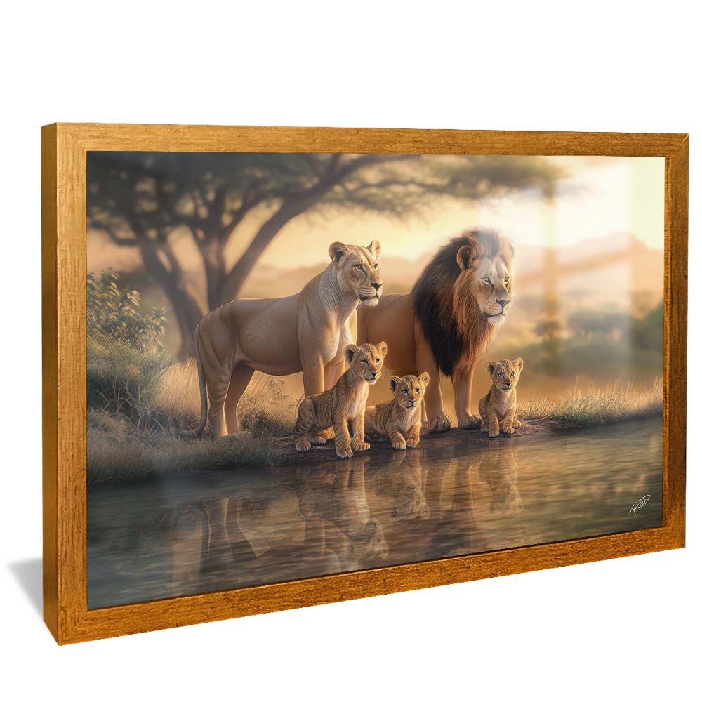 Lion Family with 3 Cubs V2248 Canvas