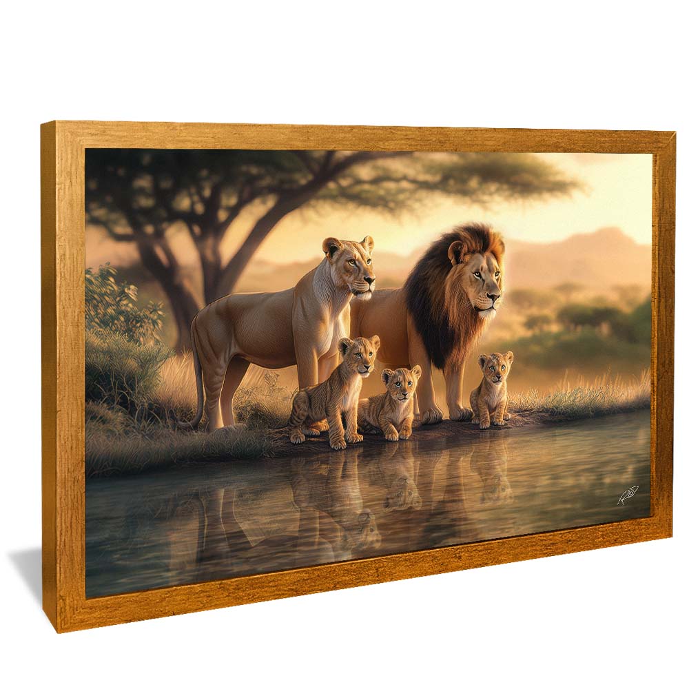 Lion Family with 3 Cubs V2248 Canvas