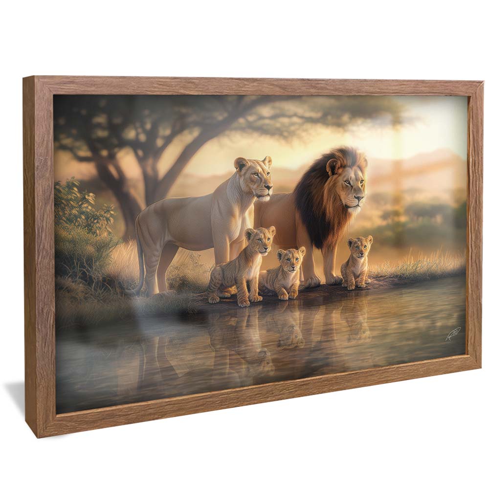 Lion Family with 3 Cubs V2248 Canvas