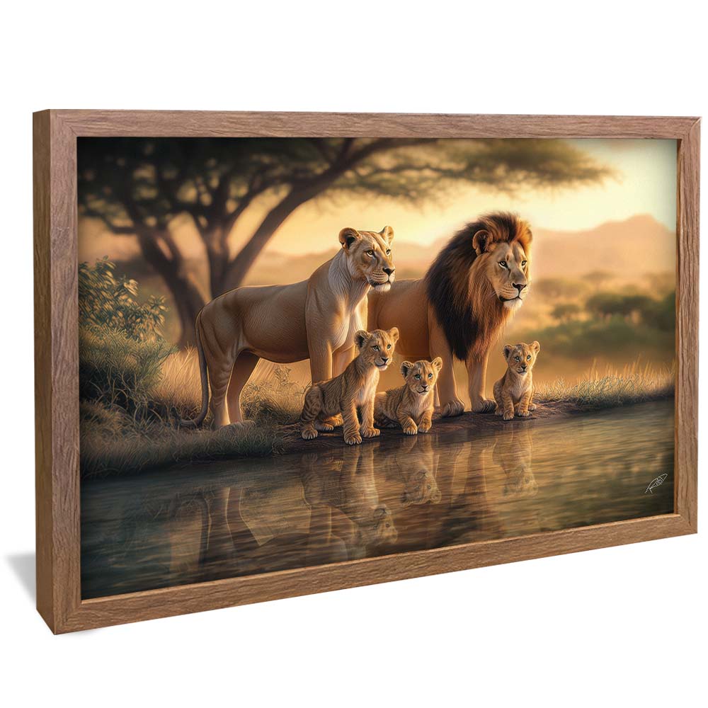Lion Family with 3 Cubs V2248 Canvas