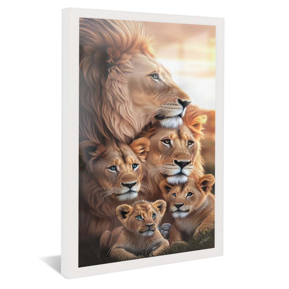 Lion Family with 3 Cubs V4 V2325 Canvas