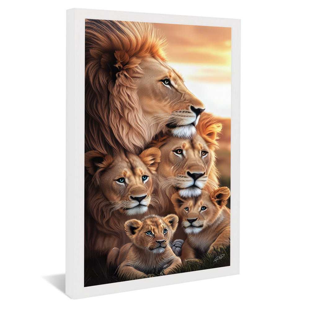 Lion Family with 3 Cubs V4 V2325 Canvas