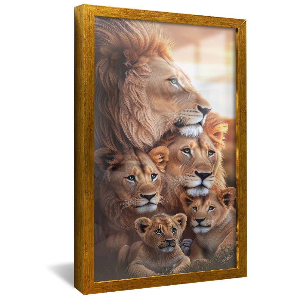 Lion Family with 3 Cubs V4 V2325 Canvas
