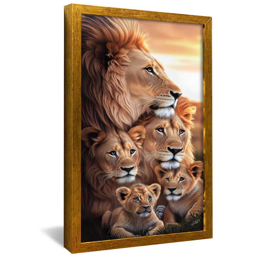 Lion Family with 3 Cubs V4 V2325 Canvas