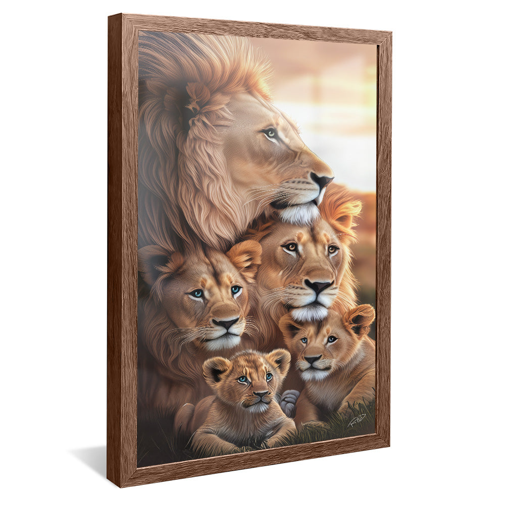Lion Family with 3 Cubs V4 V2325 Canvas