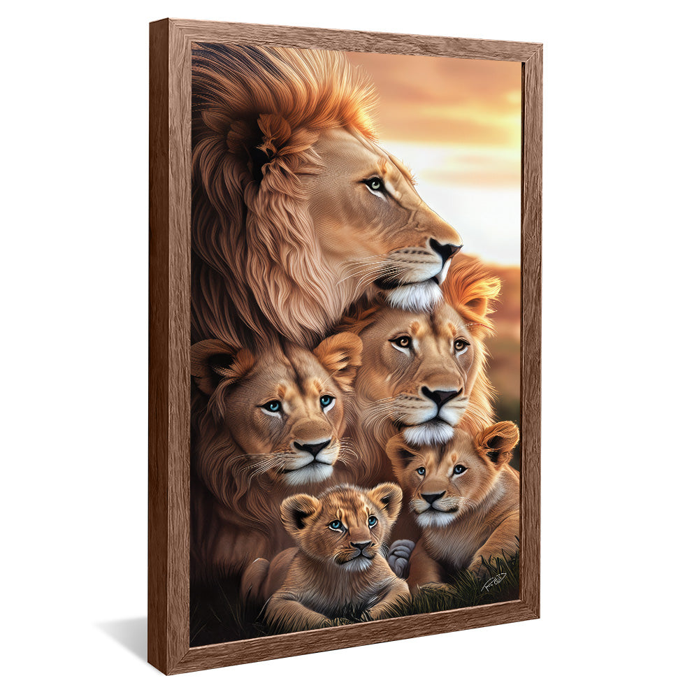 Lion Family with 3 Cubs V4 V2325 Canvas